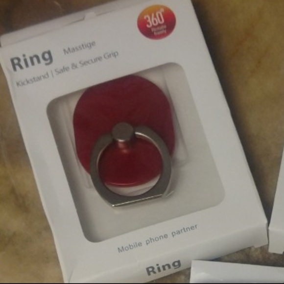 Red Cell Phone Ring Holder Grip 360° - Picture 2 of 4